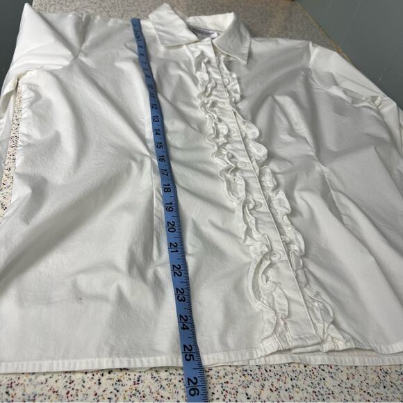 Pendleton Petites Button Down Ruffle White Long Sleeve Shirt Women’s Size 18 - Picture 7 of 8